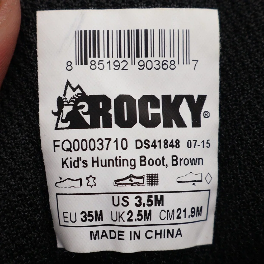 Rocky Hunting Boots Kids 3.5M Brown Camo 800g Thinsulate Waterproof FQ0003710